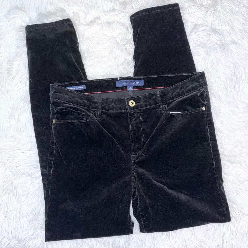 TOMMY HILFIGER Women’s Mid Rise Black Corduroy Greenwich Skinny Pant 8